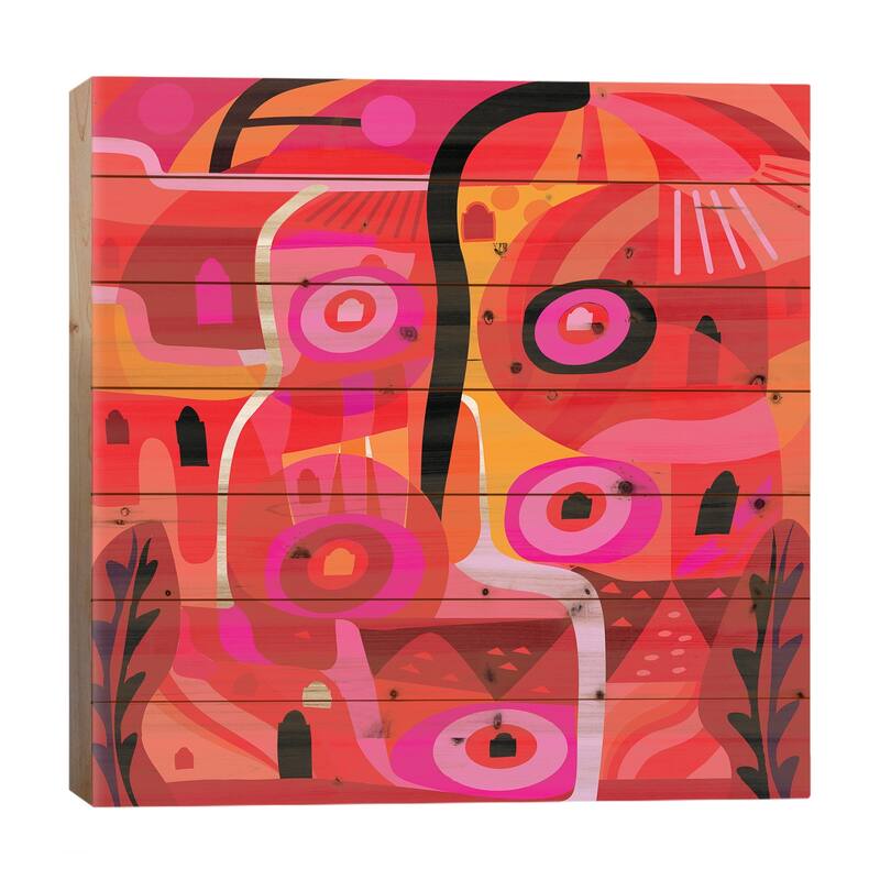 Zacatecas Plaza Print On Wood by Charles Harker - Multi-Color - 26x26x1.5