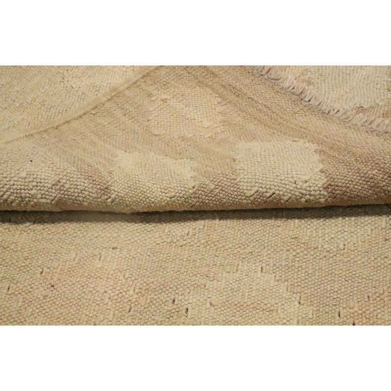 Hand Woven Oriental 100% Wool Carpet Southwestern Tribal Beige & Ivories Kilim Area Rug - 5' 8'' X 4' 0''
