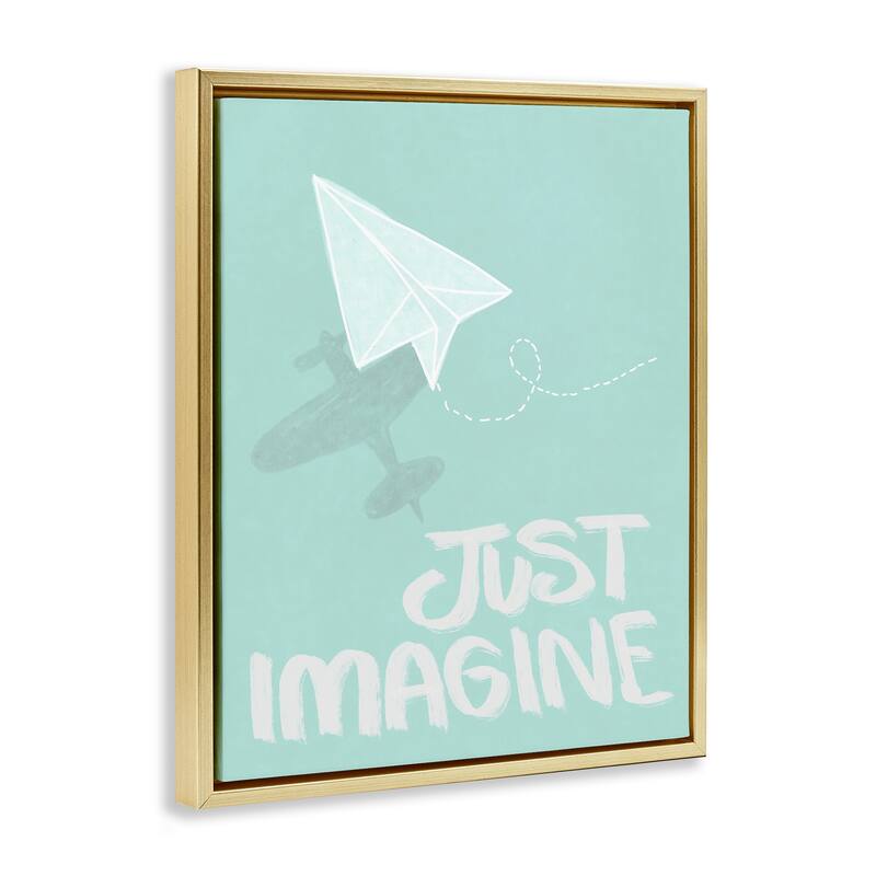 Stupell Inspirational Just Imagine Phrase Framed Floater Canvas Wall Art Design By Chen Alyesh