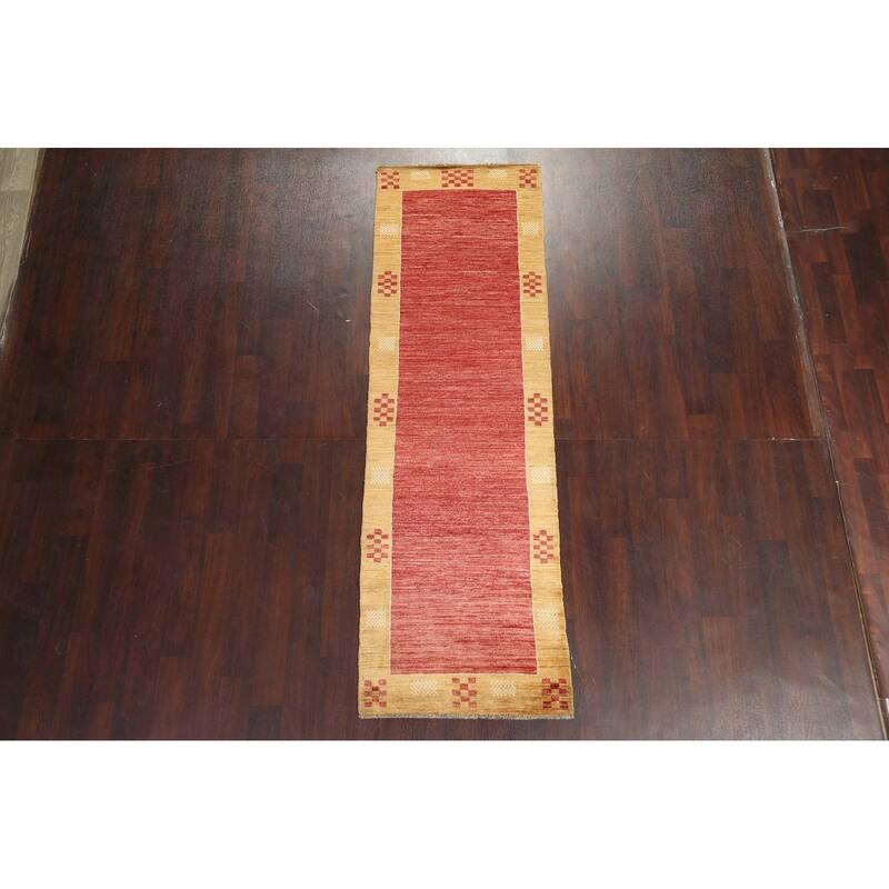 Geometric Gabbeh Kashkoli Oriental Runner Rug Wool Hand-knotted Carpet - 2'8" x 8'8"