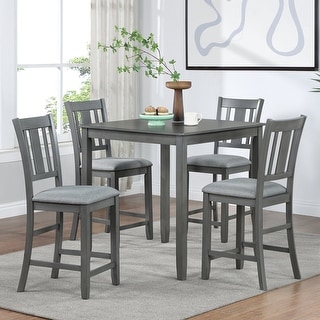 5-Piece Counter Height Wooden Dining Table Set with 4 Chairs - Bed Bath ...