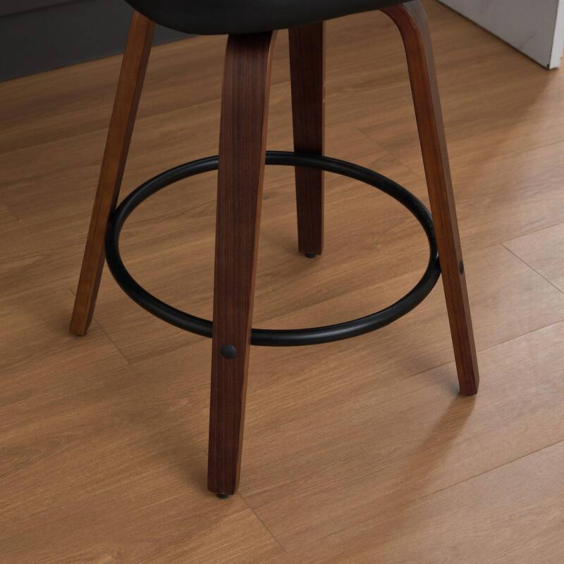 Swivel Bar Stools Set of 2, 26" Upholstered Faux Leather Counter Height Barstools
