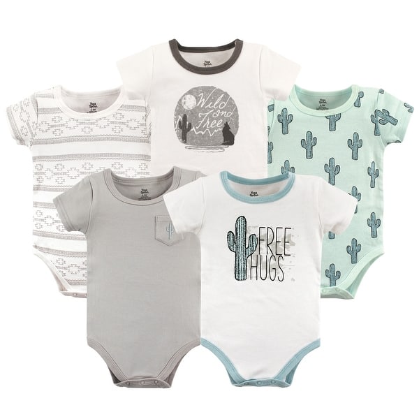 slide 1 of 1, Yoga Sprout Baby Boy Cotton Bodysuits 5pk, Free Hugs 0-3 Months - Free Hugs Short-Sleeve