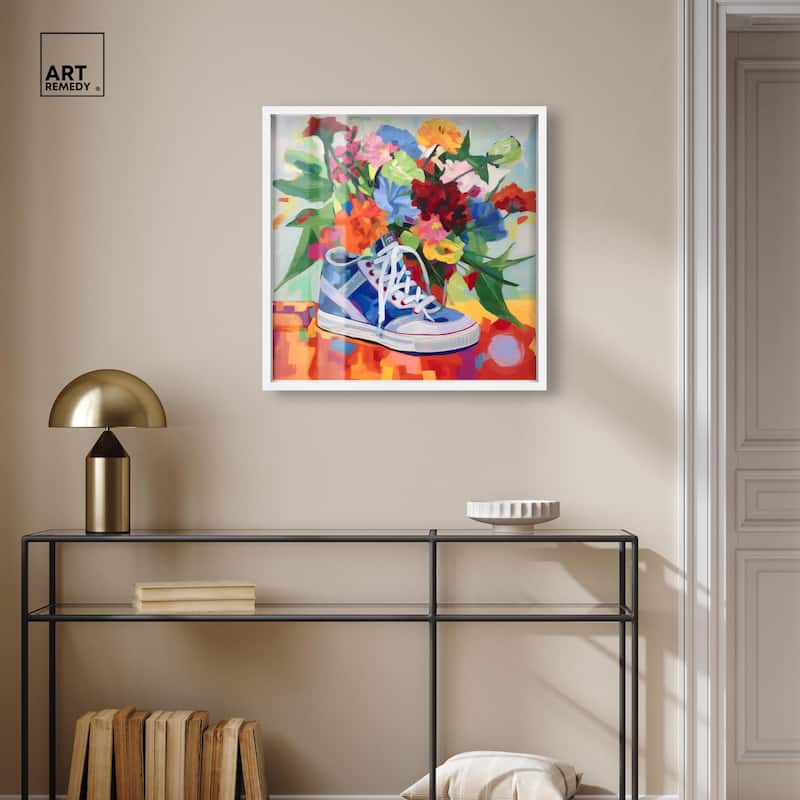 Colorful Sneaker Bouquet Shadowbox by Art Remedy