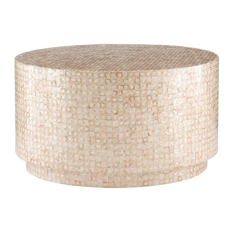Capiz Mosaic Coffee Table - 30" - Gold and Cream