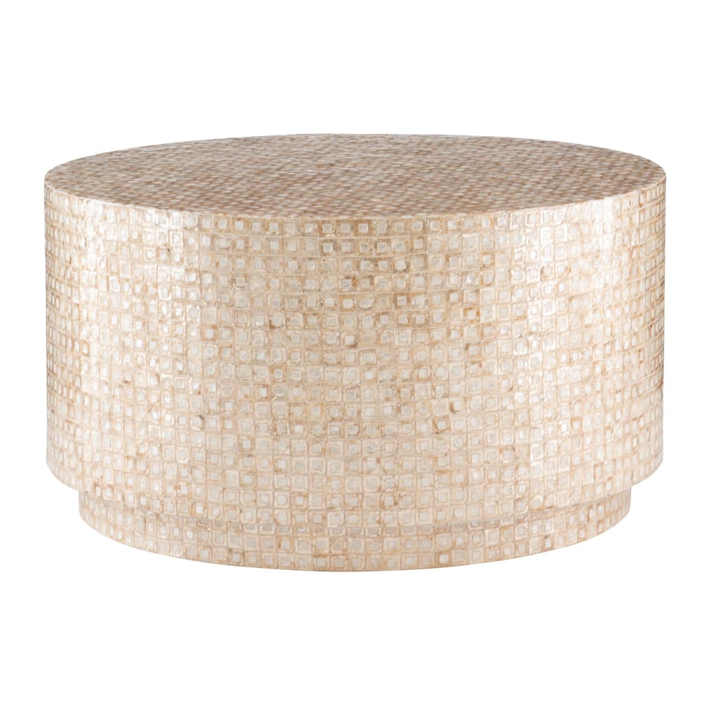 Capiz Mosaic Coffee Table - 30" - Gold and Cream
