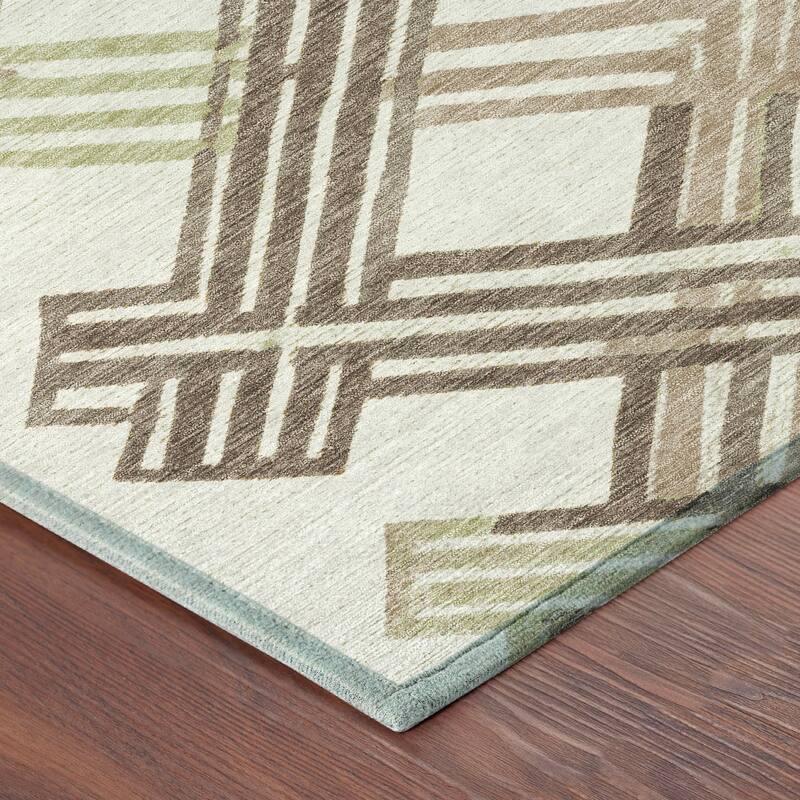 Machine Washable Indoor/ Outdoor Modern Trellis Chantille Rug