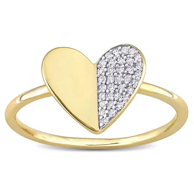 Miadora 10k Yellow Gold 1/10ct TDW Diamond Clustered Heart Ring