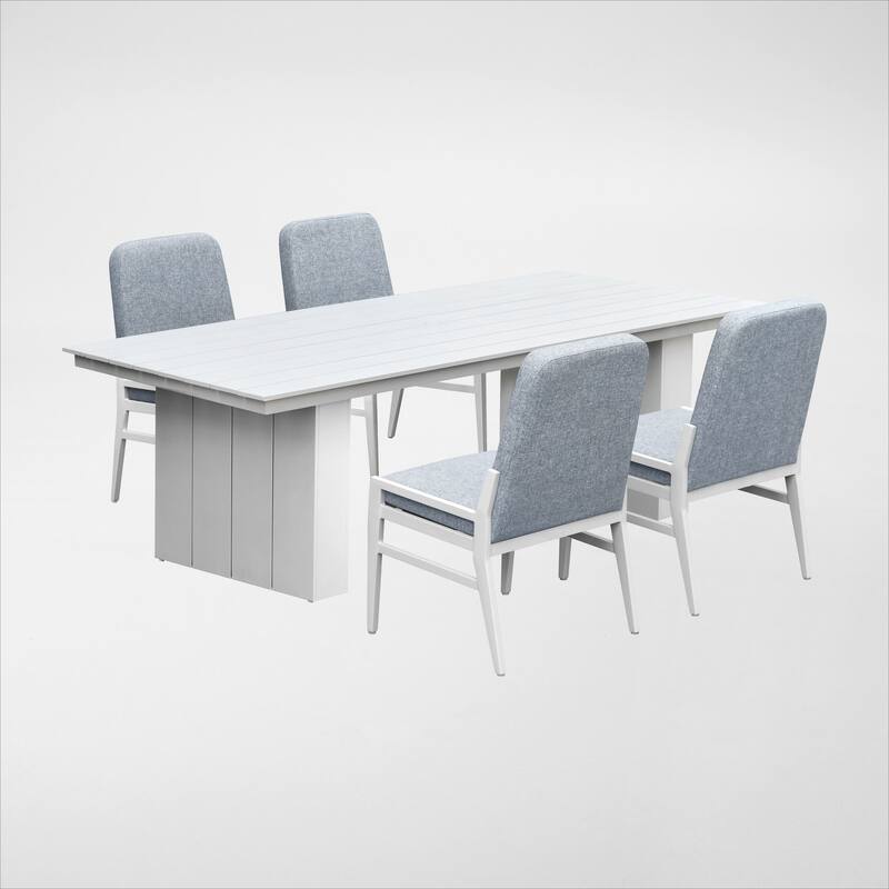 Nash Outdoor Dining Set - Buff 5-PC with Upholstered Chairs