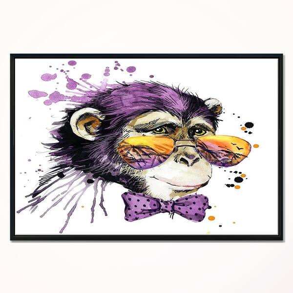 Shop Designart Cool Monkey Animal Kids Painting Framed Canvas Art Overstock 18936606