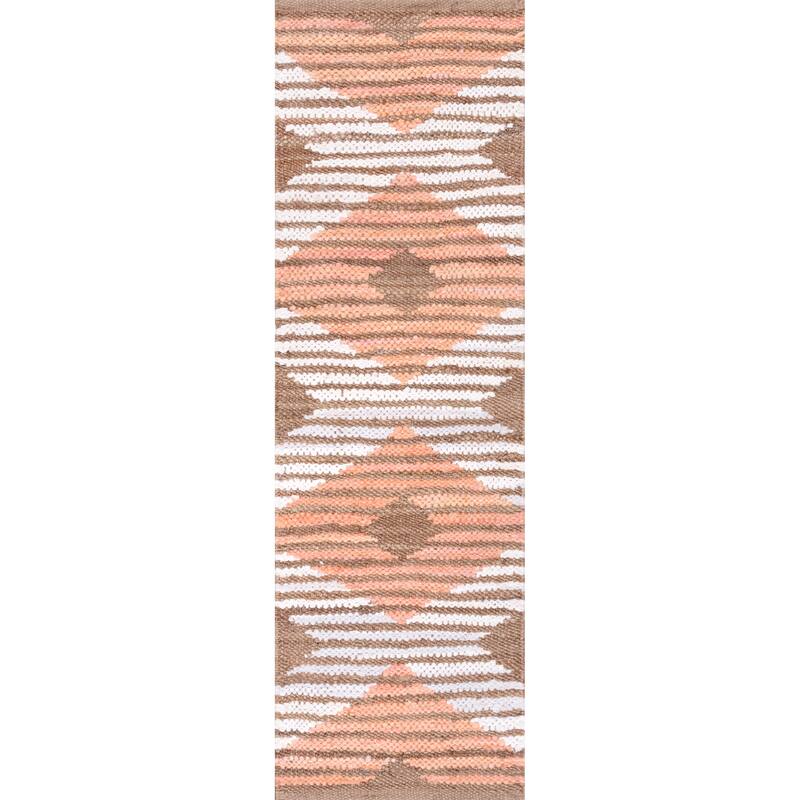 Nuloom Hand Braided Marla Denim And Jute Diamonds Area Rug