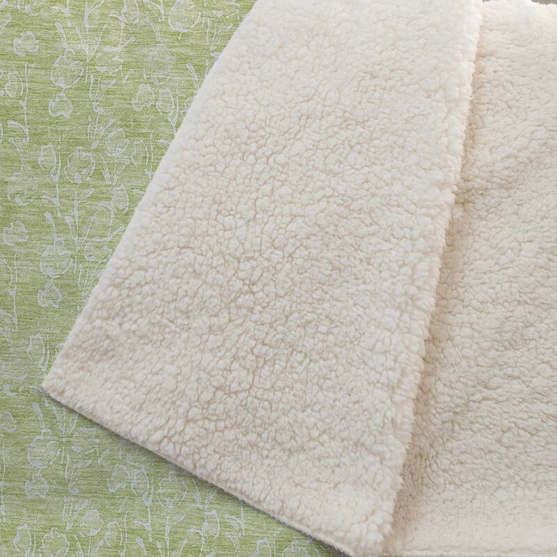 Premium Machine Washable Modern Floral Sherpa Throw Blanket