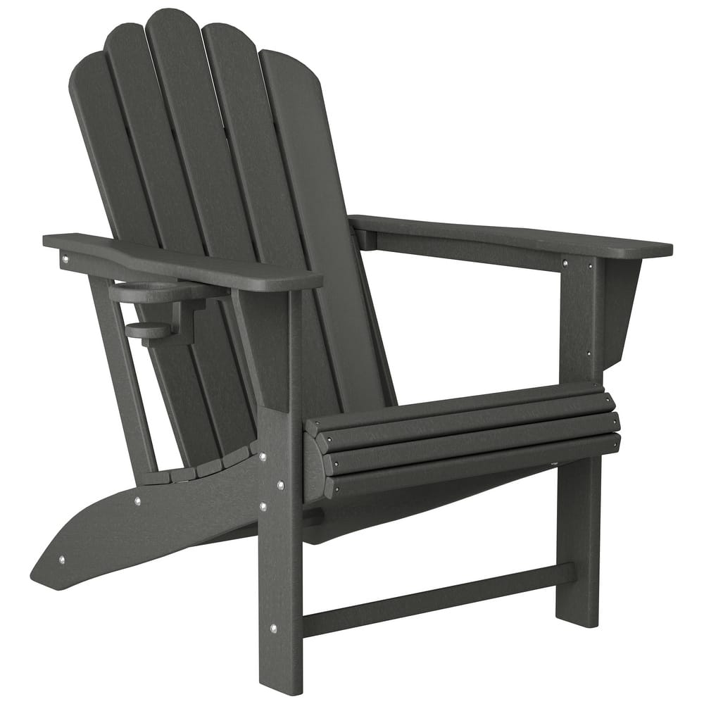 Aderson Outdoor Patio Commercial-Residential Adirondack Chair with Swivel Cupholder