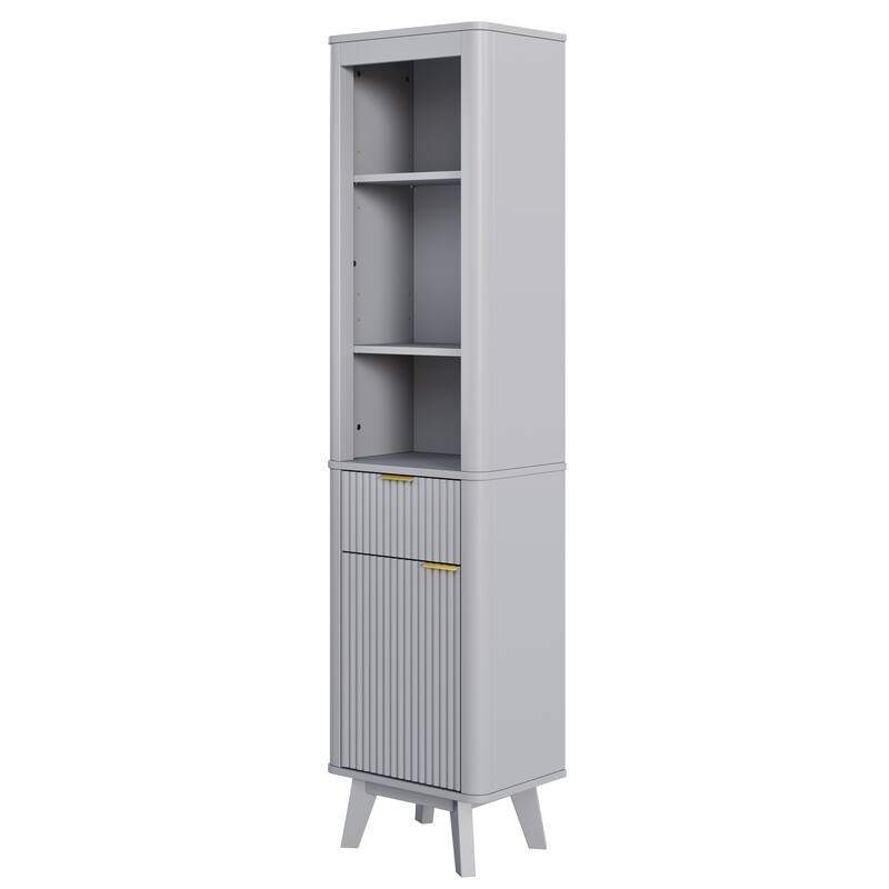 68" H Tall Bathroom Storage Cabinet with Adjustable Shelves and One Drawer & Door, Storage Cabinet for Bathroom, Living Room