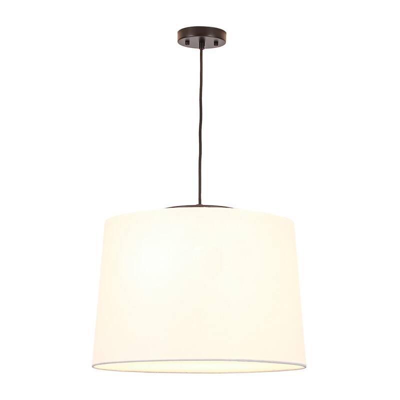 Coastal-style 3-Light Tapered Linen Fabric Pendant - 19.7 in
