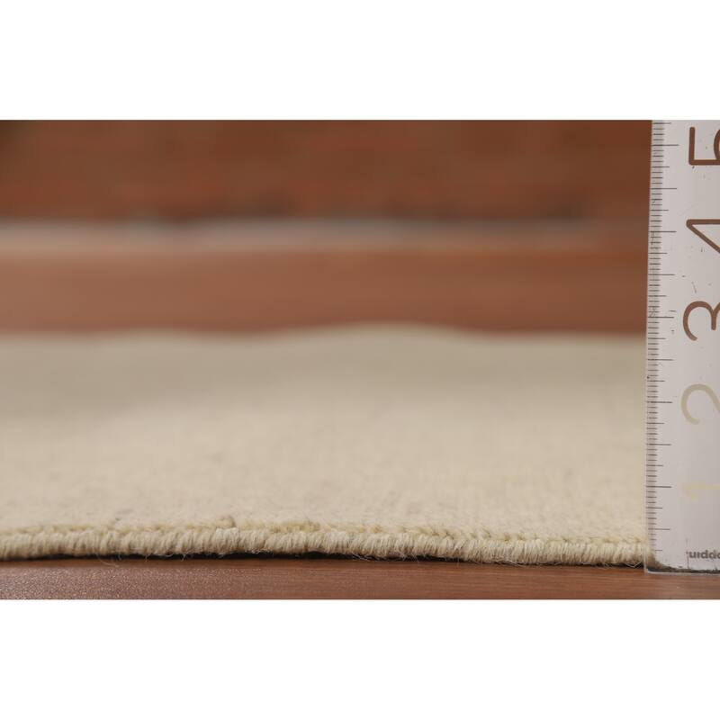 Ivory Gabbeh Modern Foyer Rug Hand-Knotted Wool Carpet - 2'9"x 4'0"