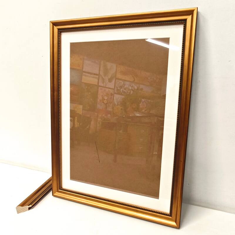 Solid Wood Picture Frame - Replaceable Canvas Art Frame with Organic Glass, Elegant Framed Wall Decor for Living Room - Gold