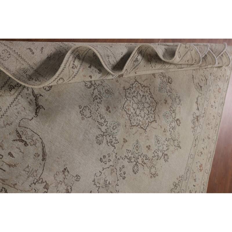 Distressed Tabriz Persian Vintage Rug Handmade Wool Carpet - 6'7"x 9'8"