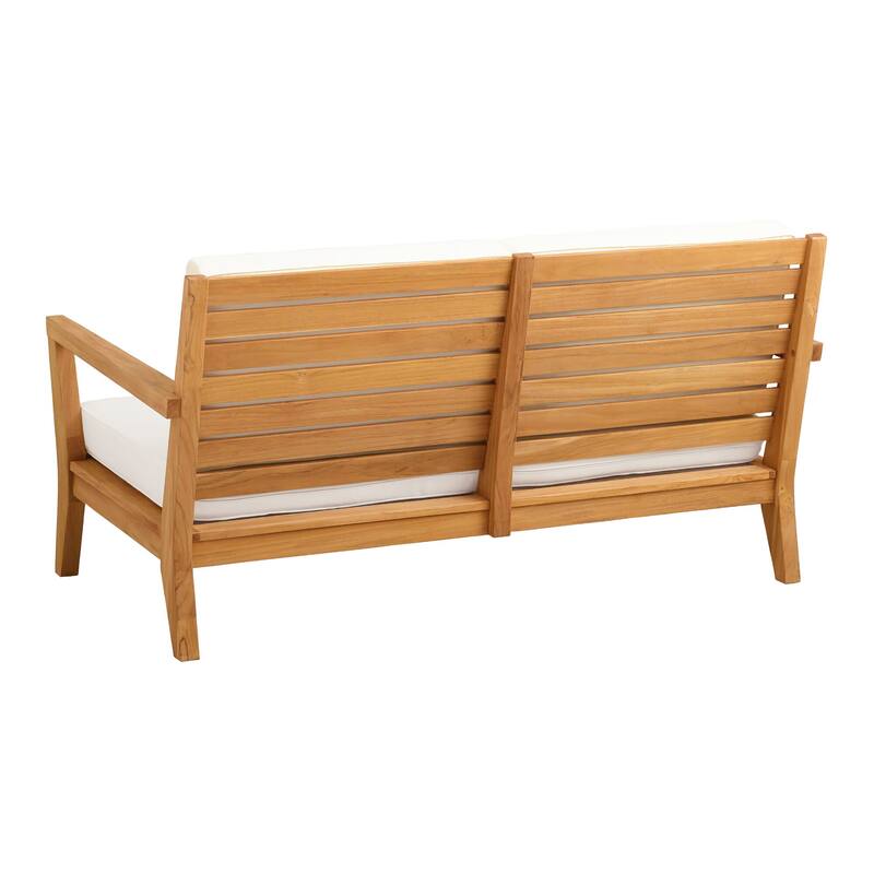 Clermont Outdoor Solid Teak Wood 2 Seat Patio Sofa