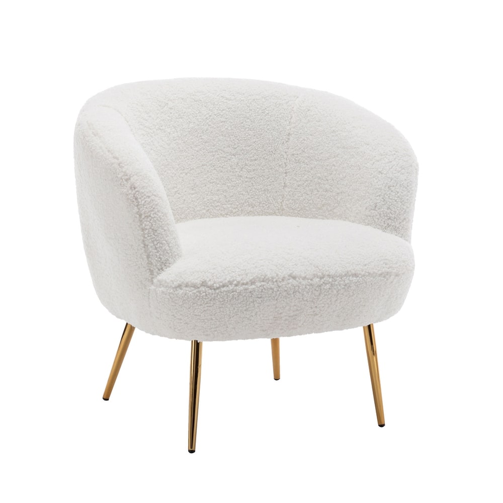 Porthos Home Yui Teddy Fabric Barrel Accent Chair with Golden Chrome Legs