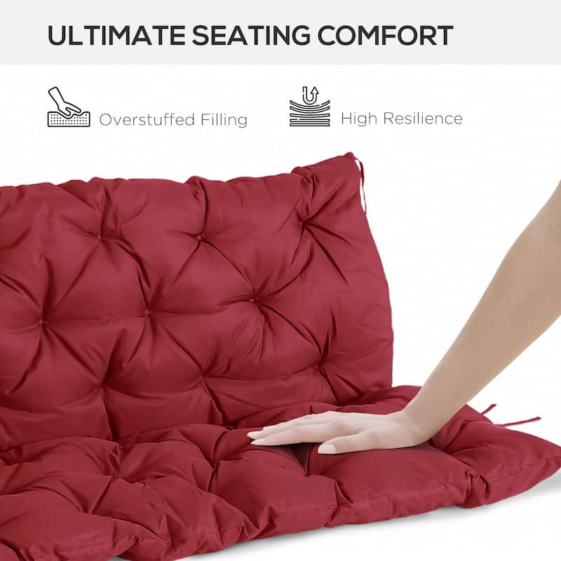 Outsunny 3 Seater Outdoor Seat Pads Bench Swing Chair Replacement Cushions Backrest for Patio Garden