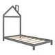 preview thumbnail 24 of 41, Twin Size Wood Platform Bed with House-shaped Headboard for Kids, Boys and Girls