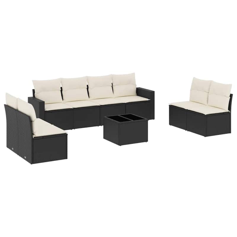 vidaXL Garden Sofa Set Black, Cream White - 21.7 x 21.7 x 14.6