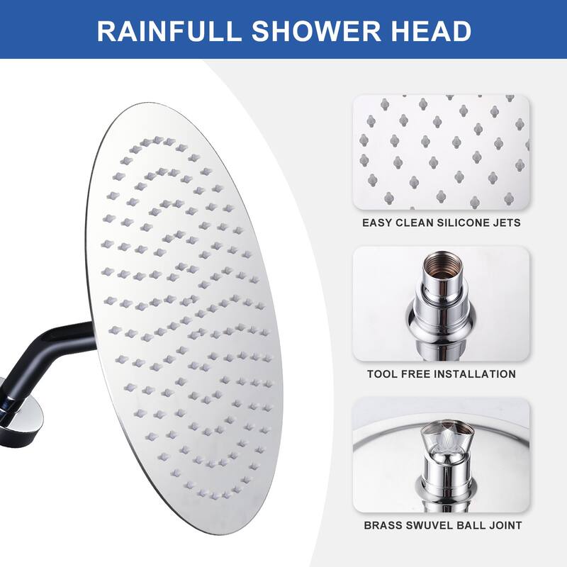 WOWOW 1-Spray Patterns with Wall Mount Rain Fixed Shower Head