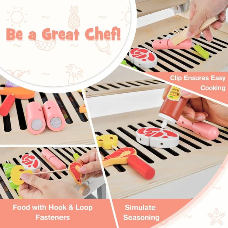 Kids Barbecue Grill Playset for Girls and Boys Aged 3+ - 25.5" x 14.5" x 32.5"