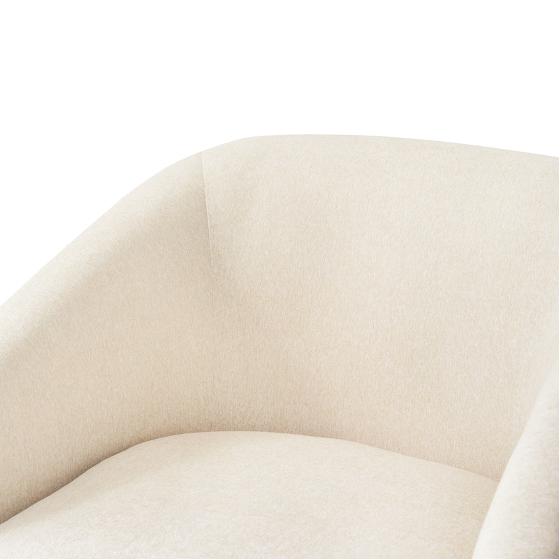 Modern Accent Chair Upholstered Fabric Living Room Swivel Barrel Armchair Wood Frame
