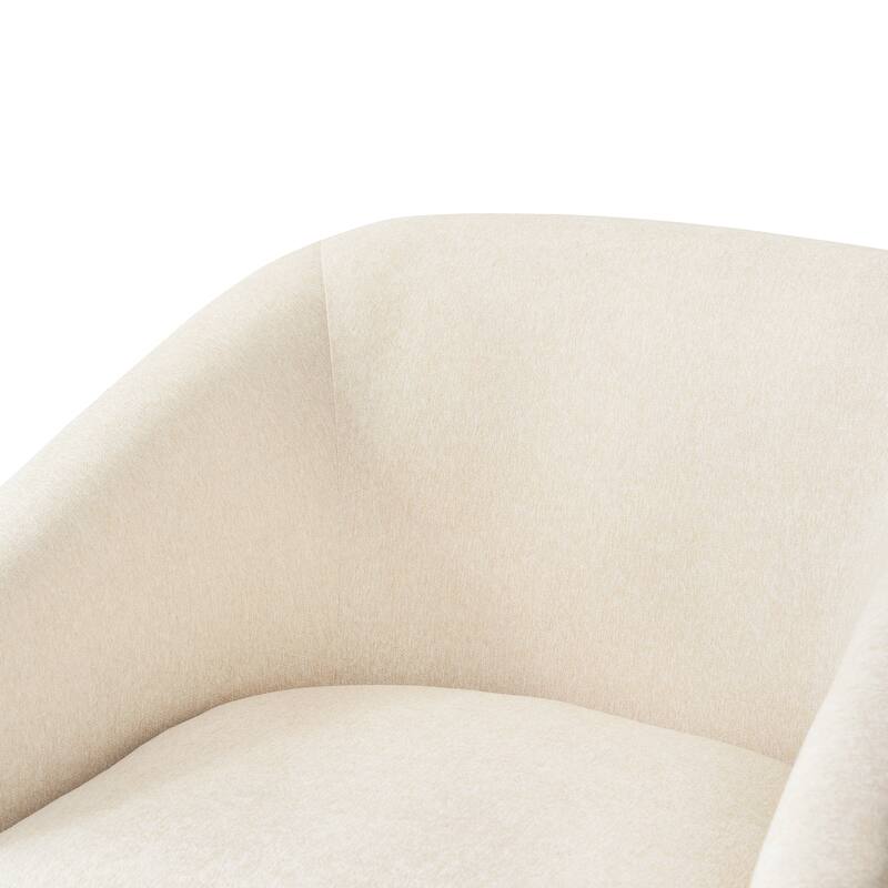 Modern Upholstered Swivel Barrel Accent Chair with Solid Wood Base, Arm Chair for Living Room
