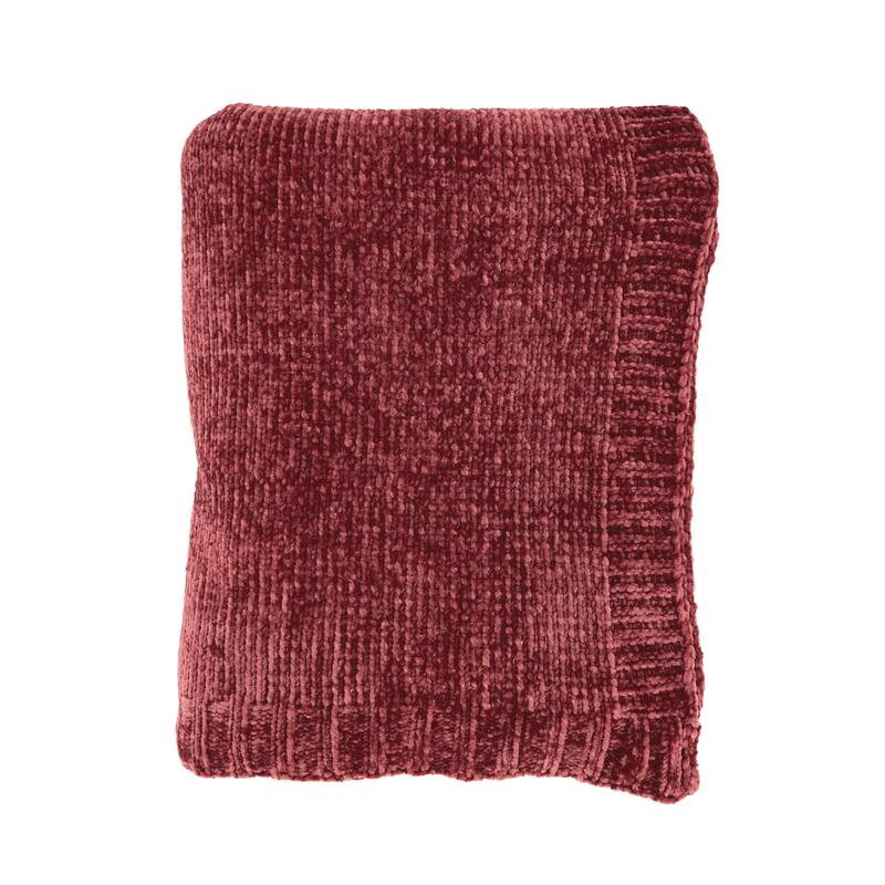 Warmth of Chenille Knit Throw - Burgundy