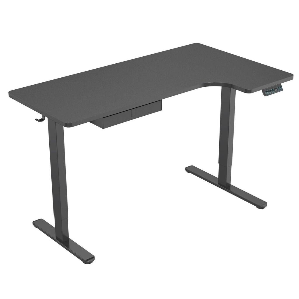 Mount-It! 57"W L-Shaped Adjustable Particle Board Standing Desk, Black (MI-15002)