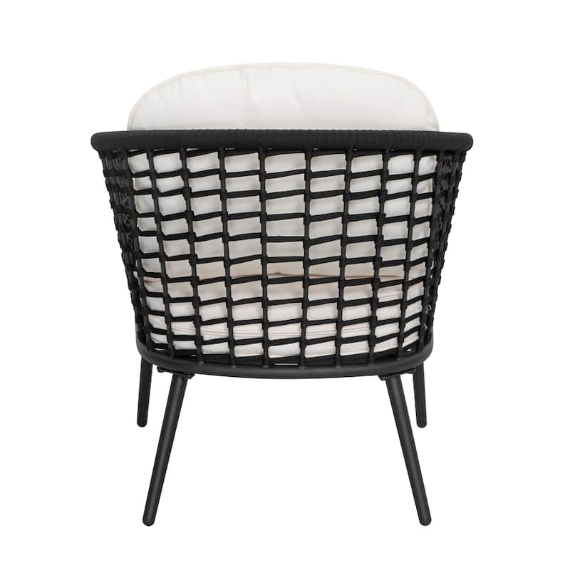 Outdoor 3-Piece Patio Bistro Set, 1 Coffee Table and 2 Chairs, Black