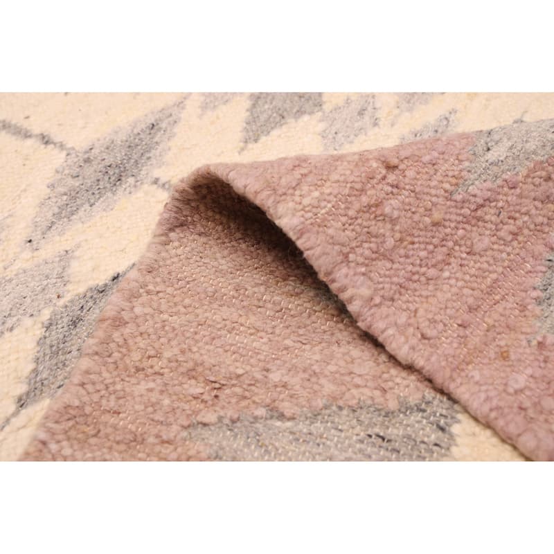 ECARPETGALLERY Flat-Weave Marrakech Cream Wool Kilim - 5'8 x 7'5