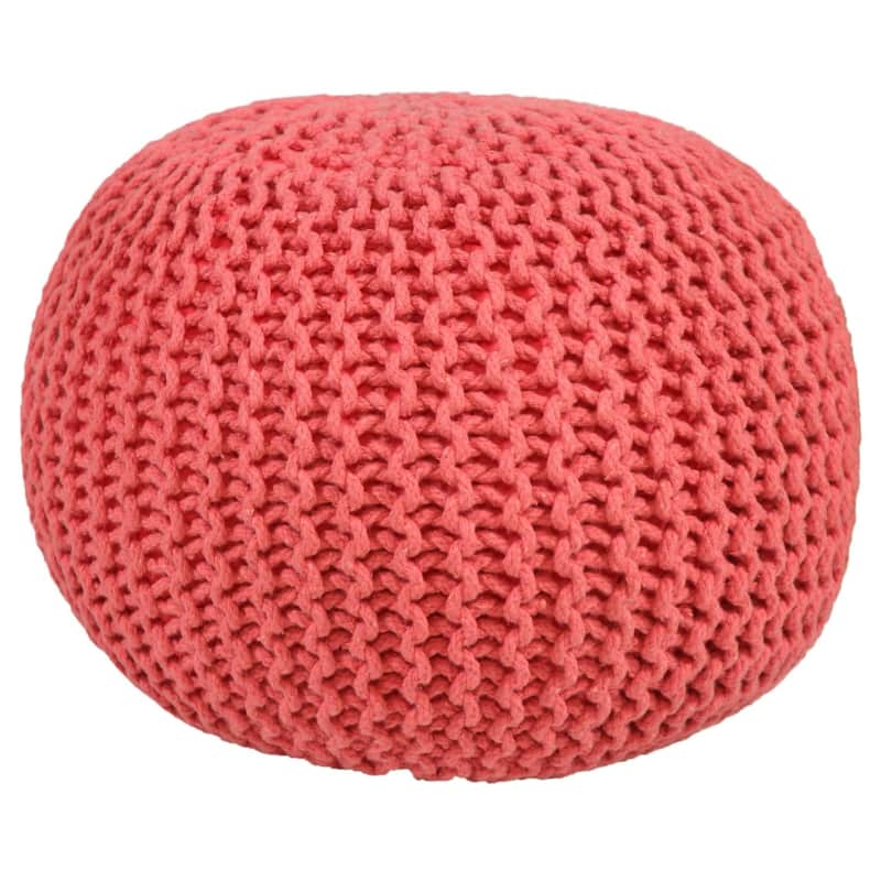 AANNY Designs Lychee Knitted Cotton Round Pouf Ottoman