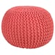 AANNY Designs Lychee Knitted Cotton Round Pouf Ottoman - Coral