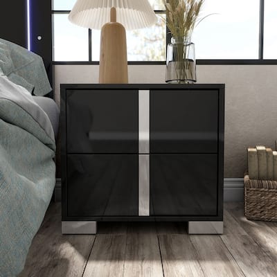 Furniture of America Erina Modern Glossy 2-Drawer Nightstand