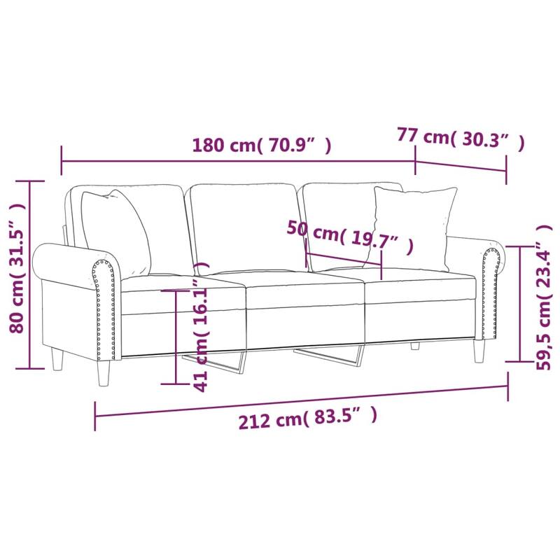 vidaXL Sofa Sectional Couch with Pillows and Cushions for Living Room Velvet