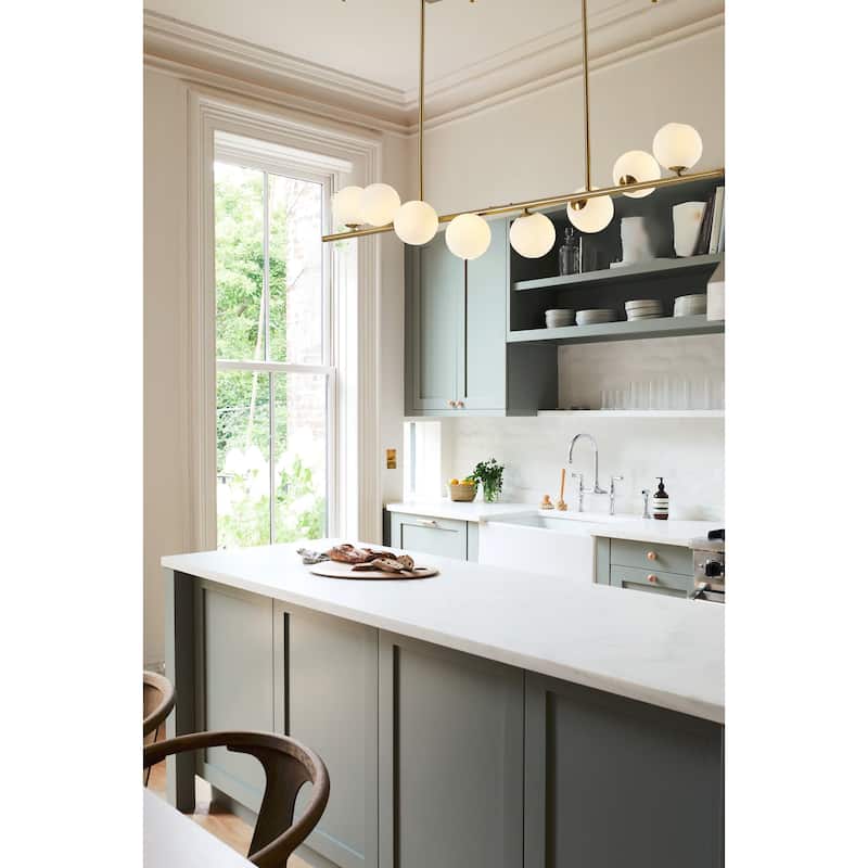 8-Light Copper Metal Chandelier With White Glass Shades