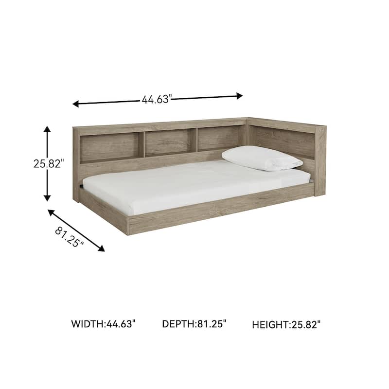 Oliah Natural Bookcase Storage Bed