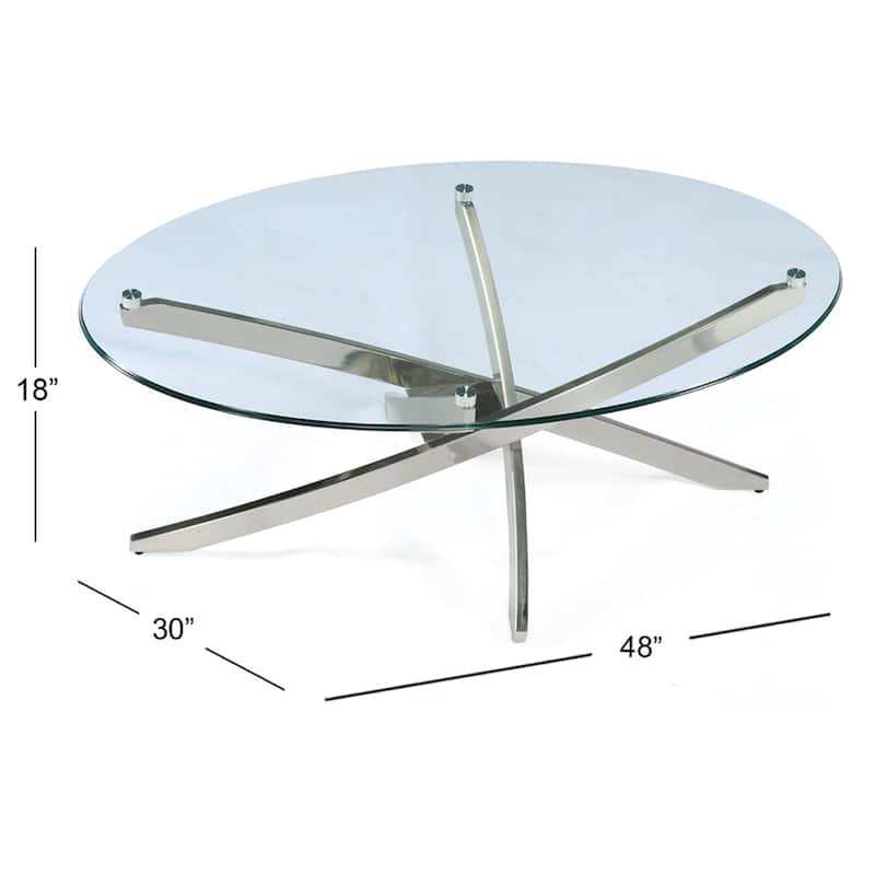 Magnussen Home Zila Brushed Nickel Oval Cocktail Table - 48''W x 30''D x 18''H