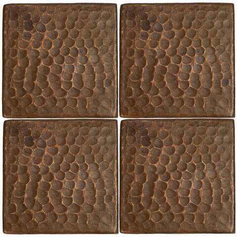 Premier Copper Products Package of Four 3" x 3" Copper Hammered Tiles