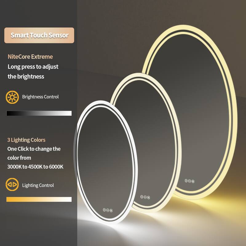 Oval LED Light Bathroom Mirror Touch Sensor