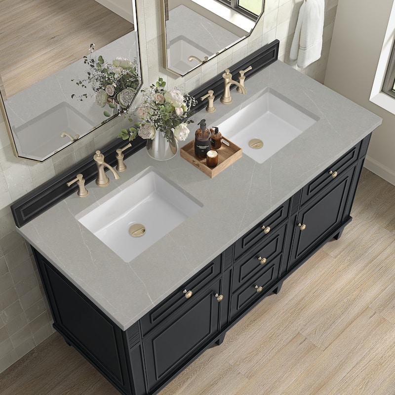 James Martin Vanities Lorelai 60" Double Vanity, Black Onyx