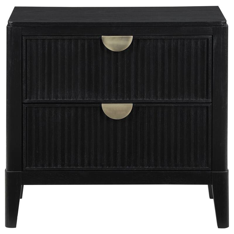 Wirebrushed Black 2 Drawer 18 in. W Nightstand with Sturdy Hardware and Ample Storage