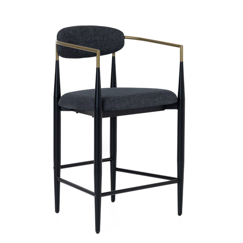 Modrest Buchtel Mid-Century Modern Dark Grey, Gold Arm & Black Counter Chair