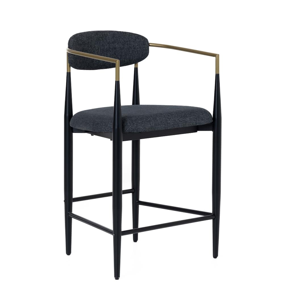 Modrest Buchtel Mid-Century Modern Dark Grey, Gold Arm & Black Counter Chair