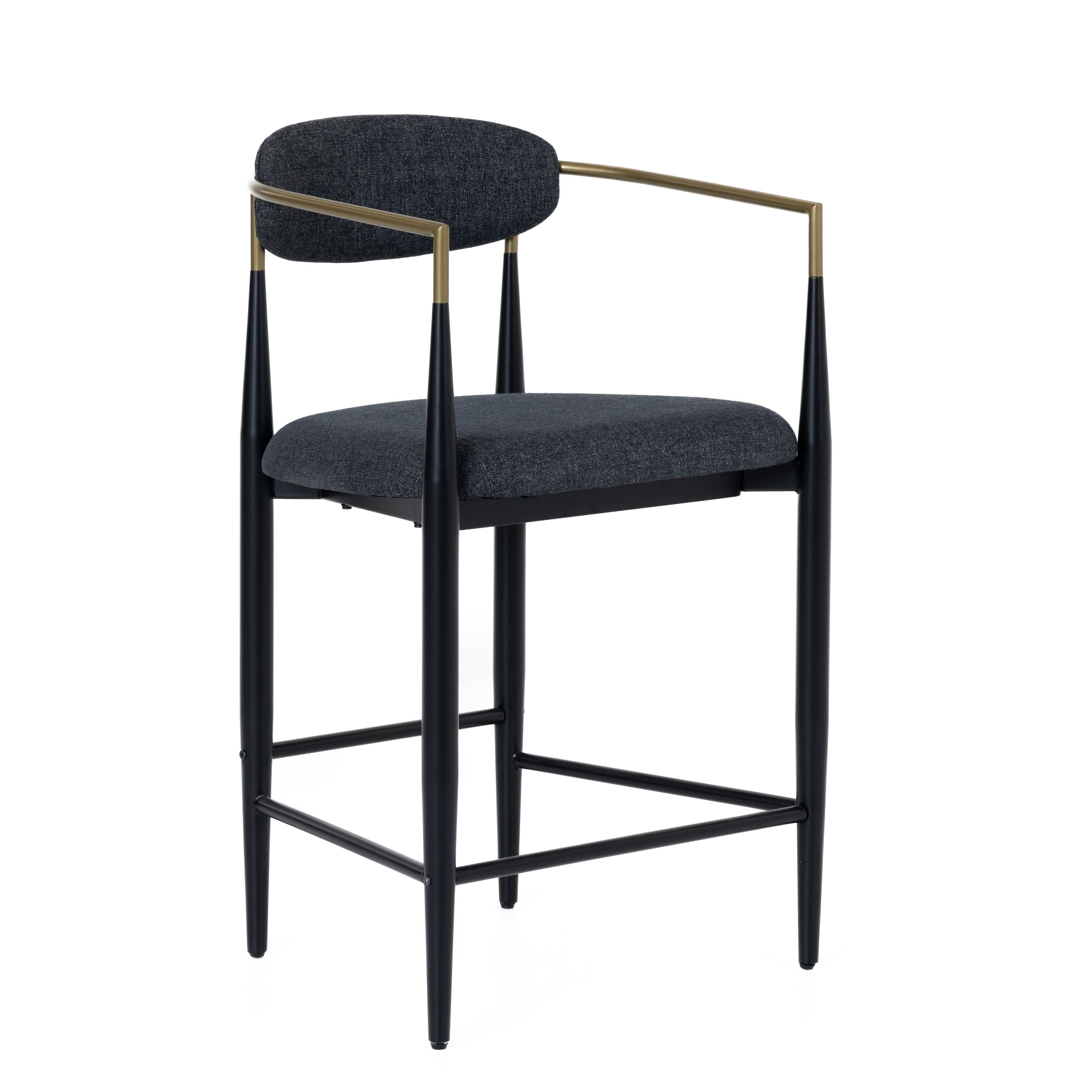 Modrest Buchtel Mid-Century Modern Dark Grey, Gold Arm & Black Counter Chair