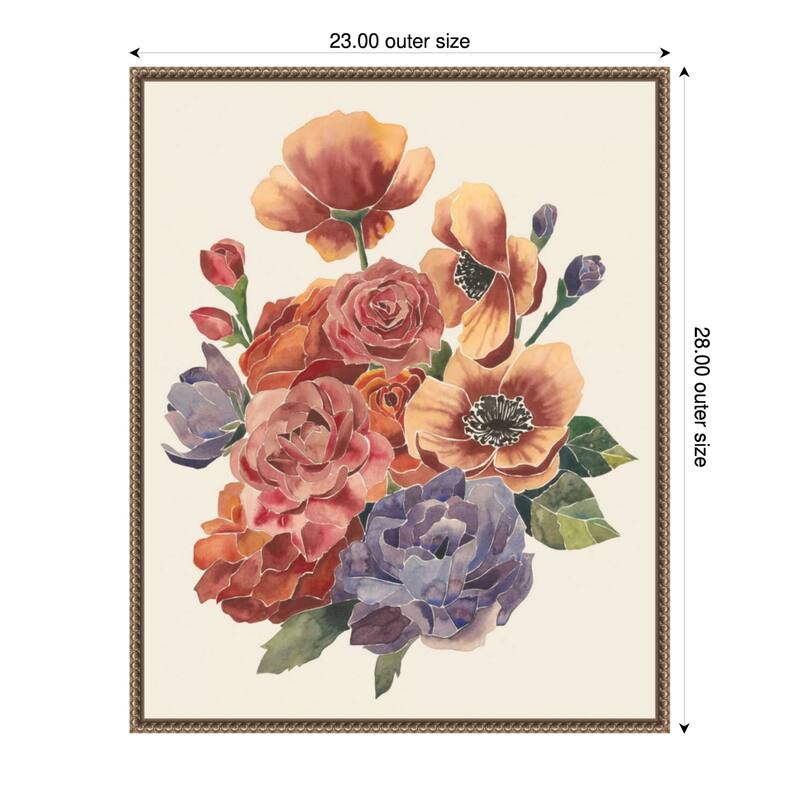 Stained Glass Posy No. 2 by Grace Popp Framed Canvas Wall Art Print - Gold